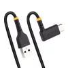 StarTech.com 15 cm USB-A na USB-C nabíjací kábel, zahnutý – odolný rýchlonabíjací USB-C kábel – čierny, USB 2.0 A na Type-C – odolný aramidový vlákno – 3A – krátky USB nabíjací kábel