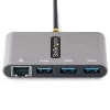StarTech.com 3-portový USB-C hub s Ethernetom - 3x USB-A - Gigabit Ethernet - USB 3.0 5Gbps - napájaný zbernice - 1ft/30cm dlhý USB Type-C hostiteľský kábel - GbE - prenosný USB-C na USB-A hub