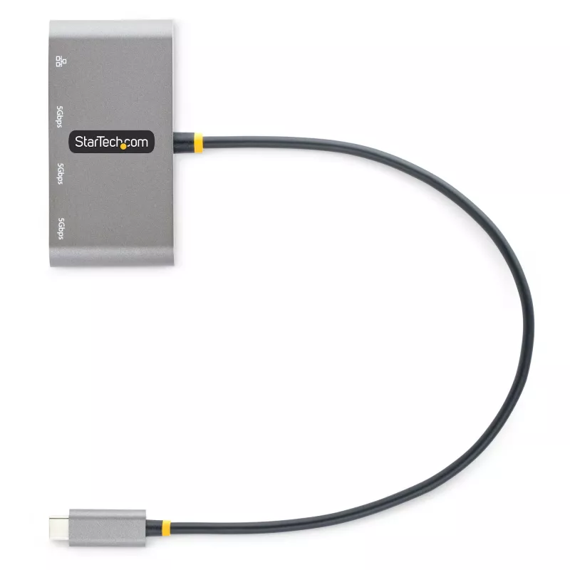 StarTech.com 3-portový USB-C hub s Ethernetom - 3x USB-A - Gigabit Ethernet - USB 3.0 5Gbps - napájaný zbernice - 1ft/30cm dlhý USB Type-C hostiteľský kábel - GbE - prenosný USB-C na USB-A hub