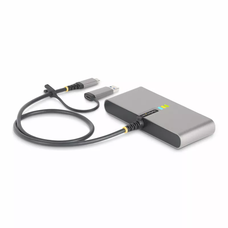 StarTech.com 2-portový USB-C hub s Ethernetom a RS-232, pripojený USB-C na USB-A dongle, 100 W PD priechod, 2x USB-A 5 Gbit/s, Gigabit Ethernet, RS232 sériový (FTDI)