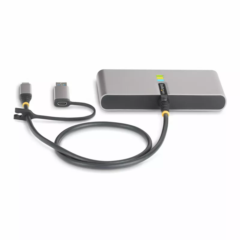 StarTech.com 2-portový USB-C hub s Ethernetom a RS-232, pripojený USB-C na USB-A dongle, 100 W PD priechod, 2x USB-A 5 Gbit/s, Gigabit Ethernet, RS232 sériový (FTDI)