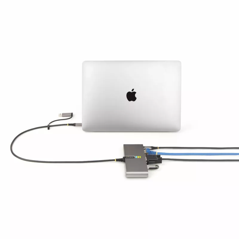 StarTech.com 2-portový USB-C hub s Ethernetom a RS-232, pripojený USB-C na USB-A dongle, 100 W PD priechod, 2x USB-A 5 Gbit/s, Gigabit Ethernet, RS232 sériový (FTDI)