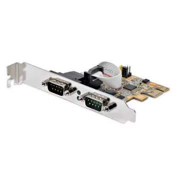 StarTech.com 2-portová PCI Express sériová karta, dual port PCIe na RS232 (DB9) sériová karta, 16C1050 UART, Low/Full Profile konzoly, COM Retention, pre Windows/Linux