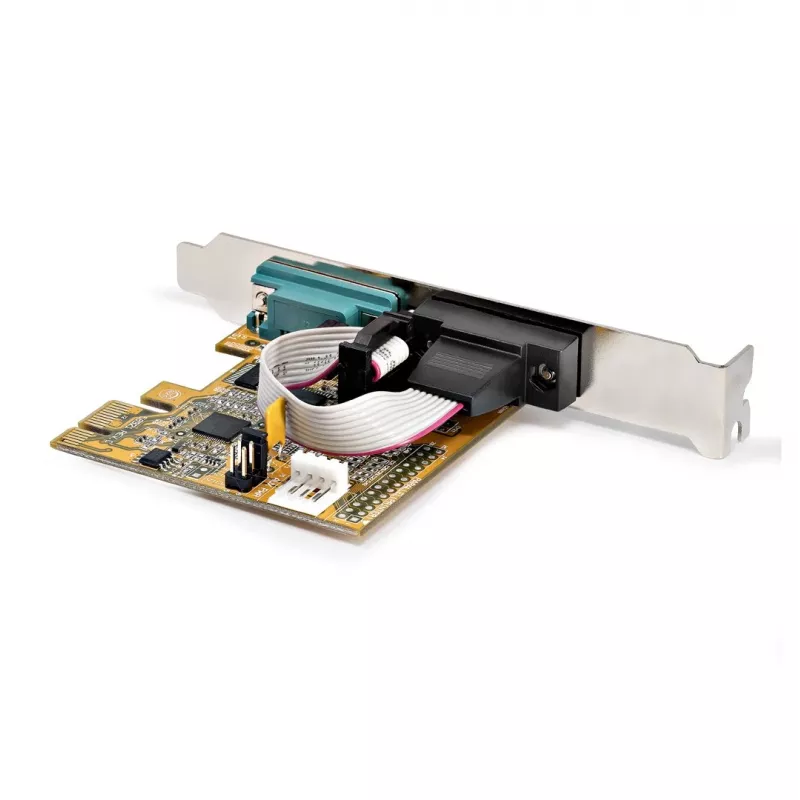 StarTech.com 2-portová PCI Express sériová karta, dual port PCIe na RS232 (DB9) sériová karta, 16C1050 UART, Low/Full Profile konzoly, COM Retention, pre Windows/Linux