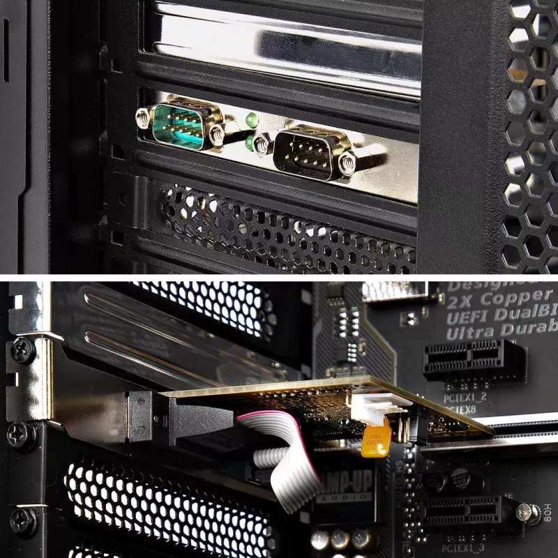 StarTech.com 2-portová PCI Express sériová karta, dual port PCIe na RS232 (DB9) sériová karta, 16C1050 UART, Low/Full Profile konzoly, COM Retention, pre Windows/Linux