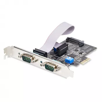 StarTech.com 2-portová sériová PCIe karta, dual-port PCI Express na RS232/RS422/RS485 (DB9) sériová karta, Low-Profile konzoly v balení, 16C1050 UART, Windows/Linux, TAA kompatibilné – ESD ochrana Level 4