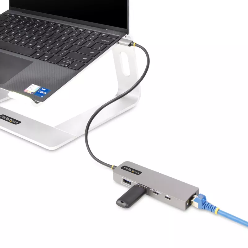 StarTech.com 3-portový USB-C hub s 2,5 Gbit/s Ethernetom a 100 W Power Delivery Pass-Through, USB 3.2 10 Gbit/s, 2x USB-A/1x USB-C, prenosný USB Type-C adaptérový hub