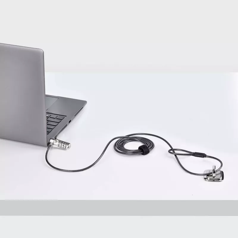 StarTech.com slim Lock K-Slot kompatibilný, 1,5 m zámkový kábel, ochrana proti krádeži na stole pre notebook, oceľový kábel proti prerezaniu, číselný zámok