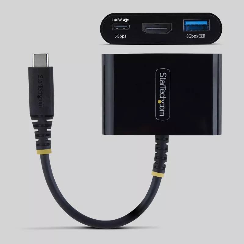 StarTech.com USB-C na HDMI multiport adaptér s 140-W-PD nabíjaním, 4K-60-Hz HDMI, USB-5-Gbit/s hub, mini dock pre MacBook / Dell / Thinkpad / HP / iPad / tablety
