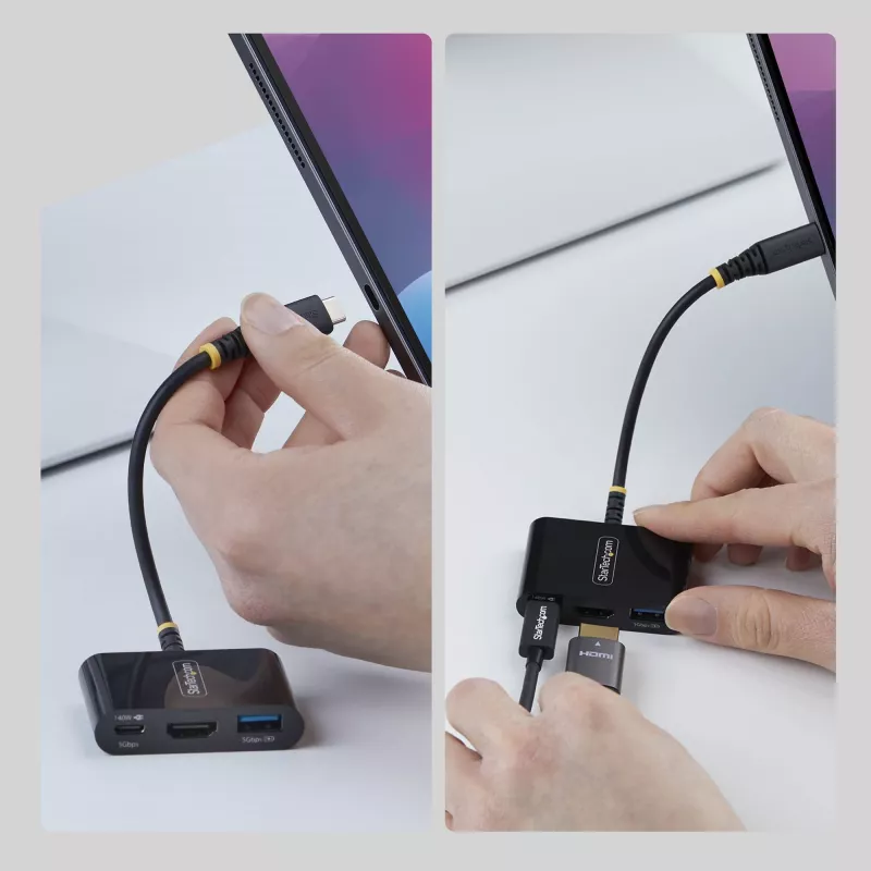 StarTech.com USB-C na HDMI multiport adaptér s 140-W-PD nabíjaním, 4K-60-Hz HDMI, USB-5-Gbit/s hub, mini dock pre MacBook / Dell / Thinkpad / HP / iPad / tablety