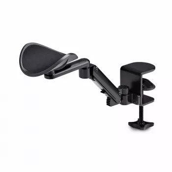 StarTech.com nastaviteľná opierka rúk pre kancelársky stôl, ergonomická opierka rúk/laktov, 360-stupňové otáčanie, montáž na svorku/bez vŕtania, čierna