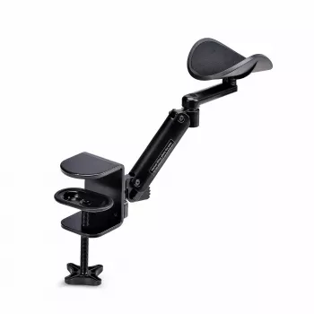 StarTech.com nastaviteľná opierka rúk pre kancelársky stôl, ergonomická opierka rúk/laktov, 360-stupňové otáčanie, montáž na svorku/bez vŕtania, čierna