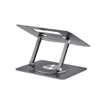 StarTech.com otočný stojan na notebook, 360° otočný, ergonomický podstavec na stôl pre počítač, zvýšená podložka s nastaviteľným sklonom, max. 5 kg, hliníková konštrukcia, prenosný dizajn