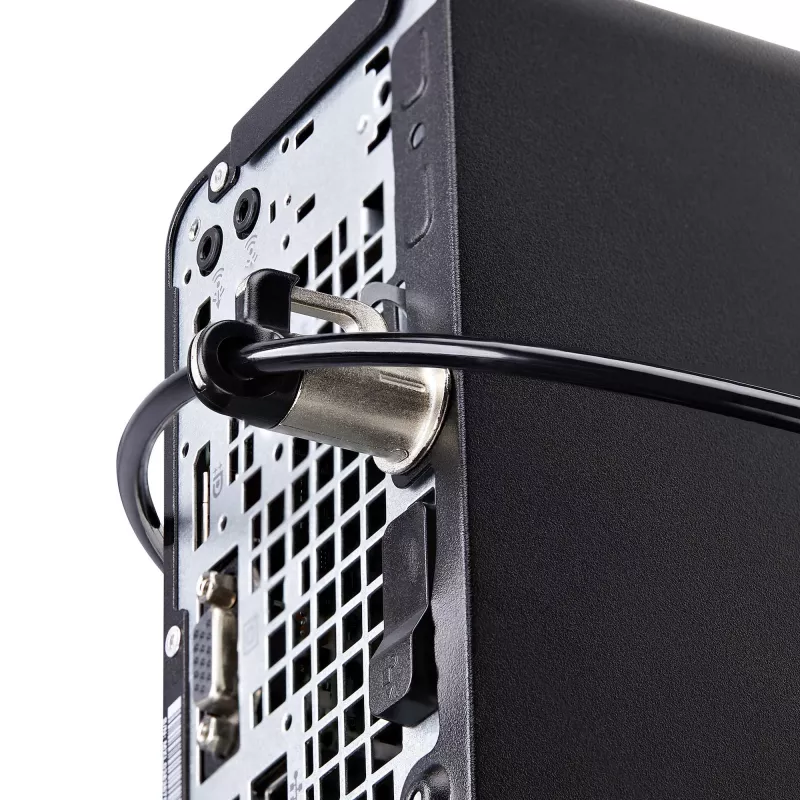 StarTech.com sada zámku na notebook/desktop a periférie, bezpečnostný zámok proti krádeži, K-slot, 9,8 stôp (3 m) oceľové lanko, 3 zariadenia, používateľsky nastaviteľný 4-miestny kód – TAA