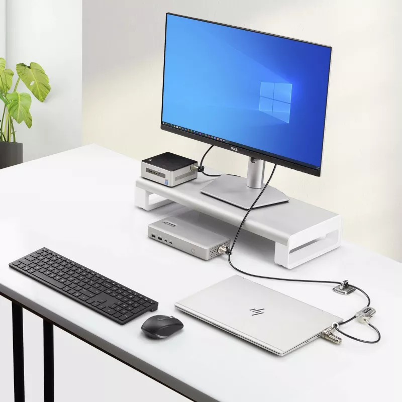StarTech.com sada zámku na notebook/desktop a periférie, bezpečnostný zámok proti krádeži, K-slot, 9,8 stôp (3 m) oceľové lanko, 3 zariadenia, používateľsky nastaviteľný 4-miestny kód – TAA