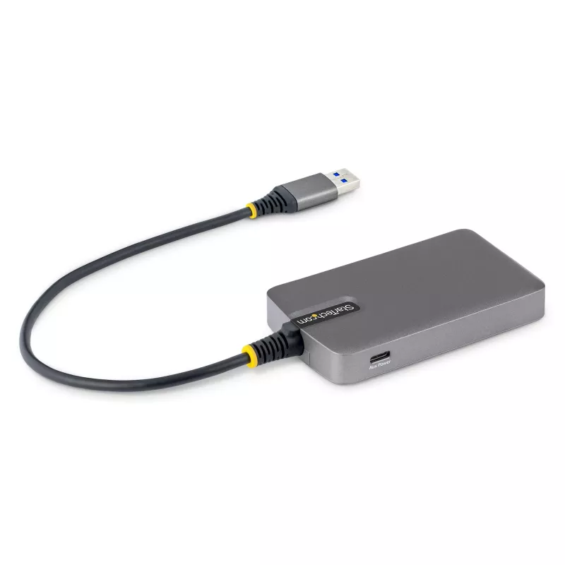 StarTech.com 4-portový USB-A hub, 5 Gbit/s, bus-powered, USB-A na 4x USB-A hub s USB-C pomocným napájacím vstupom, 30 cm hostiteľský kábel, prenosný desktop/notebook USB hub