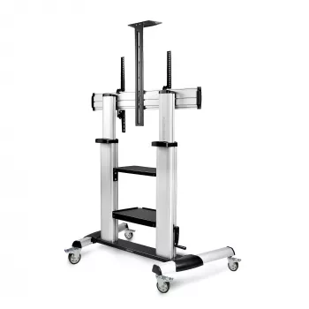 StarTech.com pojazdný TV vozík/ stojan na kolieskach pre 60-100 inch ploché obrazovky do 100 kg, nastavenie výšky ručnou kľukou, mobilný/prenosný trolley držiak