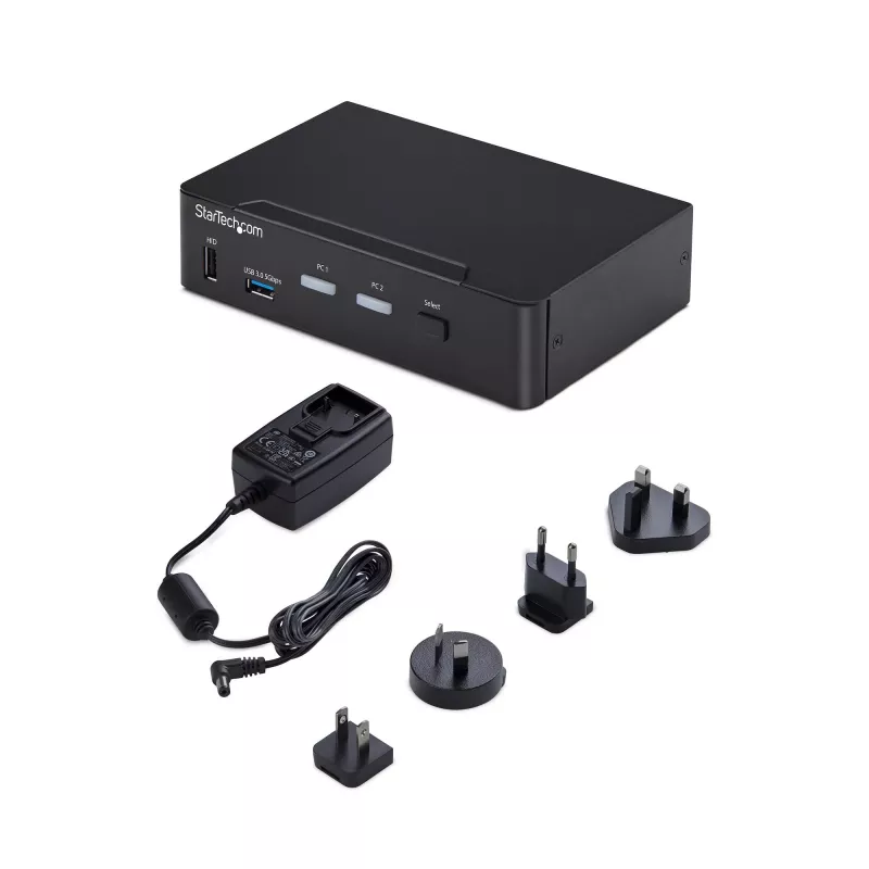 StarTech.com 2-portový DisplayPort KVM switch, 4K 60Hz, DP 1.2, EDID správa, 2-portový USB 3.0 hub, 4x USB HID porty, TAA-kompatibilný