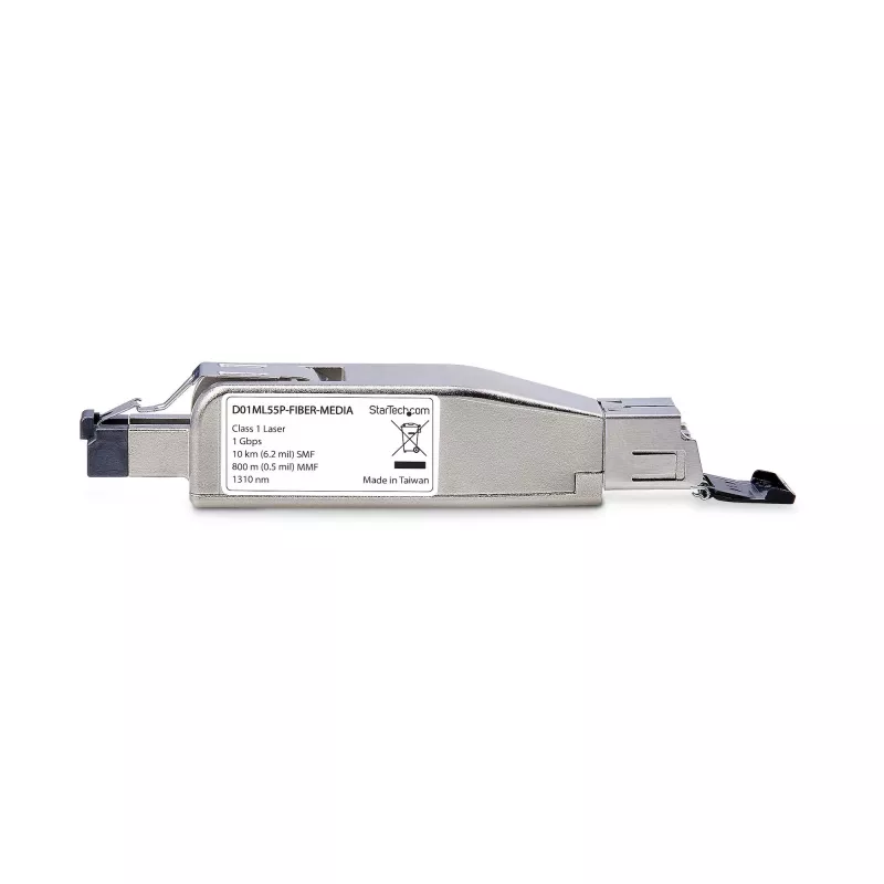StarTech.com gigabitový optický na RJ45 Ethernet mediálny konvertor dongle, optický singlemode 10 km/multimode 800 m, PoE napájaný, kompaktný dizajn, kovové puzdro, Micro Mini, TAA