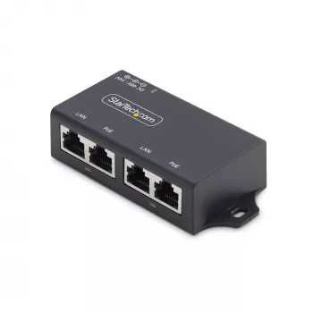 StarTech.com 2-portový Gigabit Midspan PoE+ injektor, 10/100/1000 Mbit/s, PoE+ (802.3af/at), 30W, 1 Gbit/s Ethernet, na montáž na stenu, unmanaged Inline Power over Ethernet