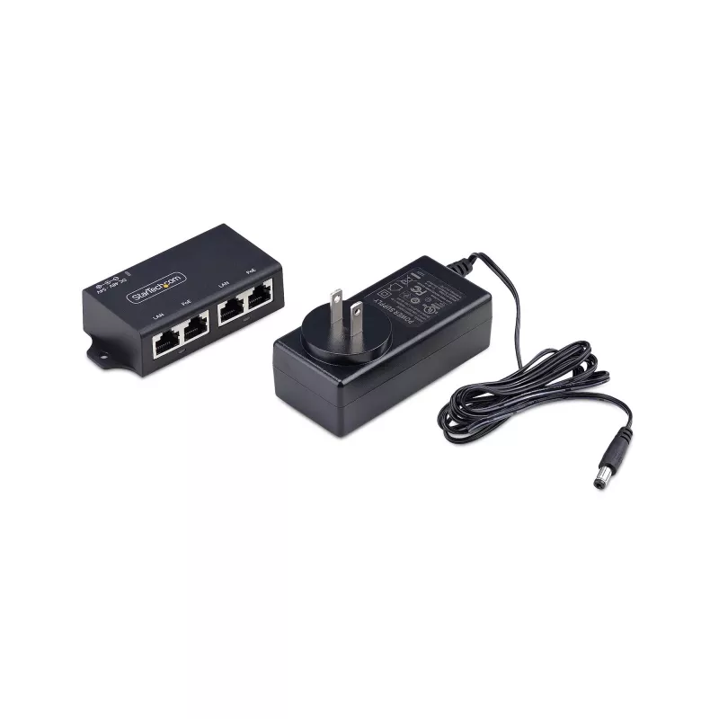 StarTech.com 2-portový Gigabit Midspan PoE+ injektor, 10/100/1000 Mbit/s, PoE+ (802.3af/at), 30W, 1 Gbit/s Ethernet, na montáž na stenu, unmanaged Inline Power over Ethernet