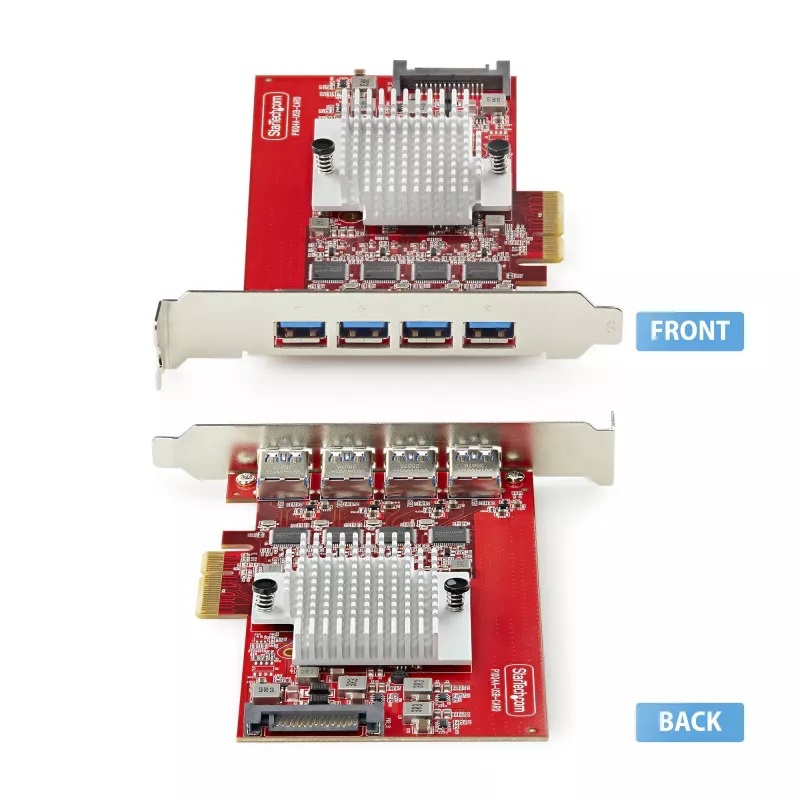 StarTech.com 4-portová USB-A PCIe karta, USB 3.2 10 Gbit/s, PCI Express 3.0 rozširujúca karta, 4x nezávislý USB radič, Windows/Linux/macOS, TAA-kompatibilná