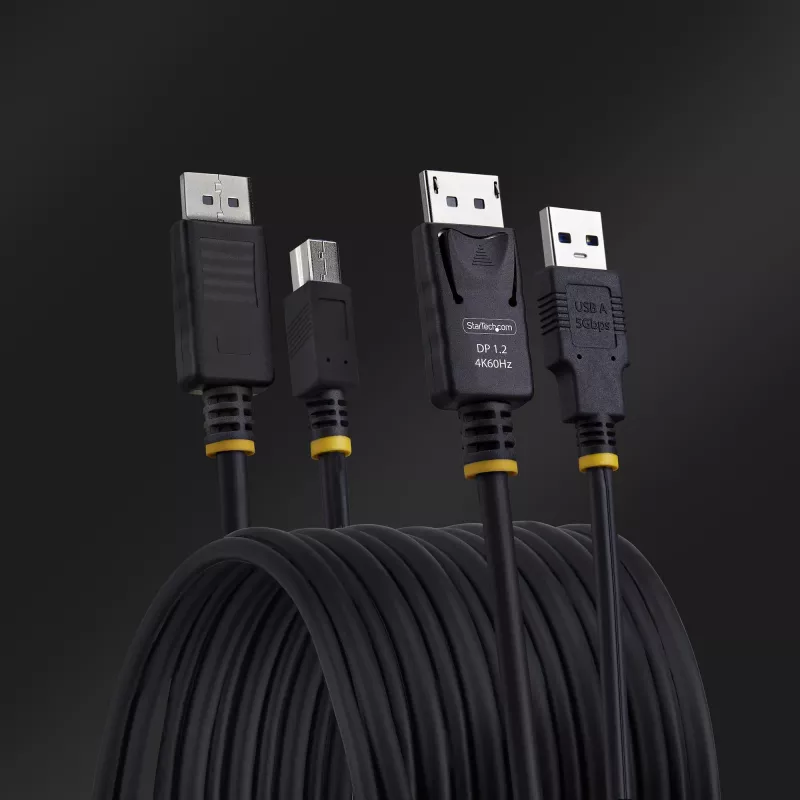 StarTech.com 10ft (3m) DisplayPort a USB 5Gbps KVM kábel, 4K 60Hz, univerzálne kompatibilný DP 1.2/USB 3.0 combo kábel pre KVM prepínače