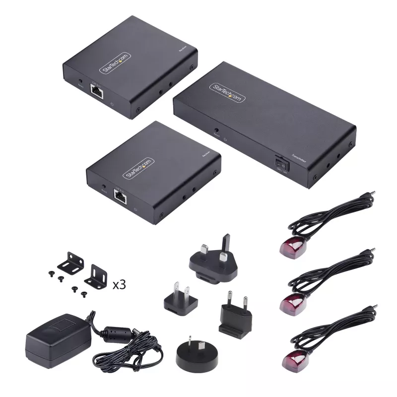 StarTech.com 2-portový HDMI extender a splitter cez CAT6, 4K 60Hz, až do 70 m, 1x2 HDMI over Ethernet distribučná sada s IR a Power Over kábel