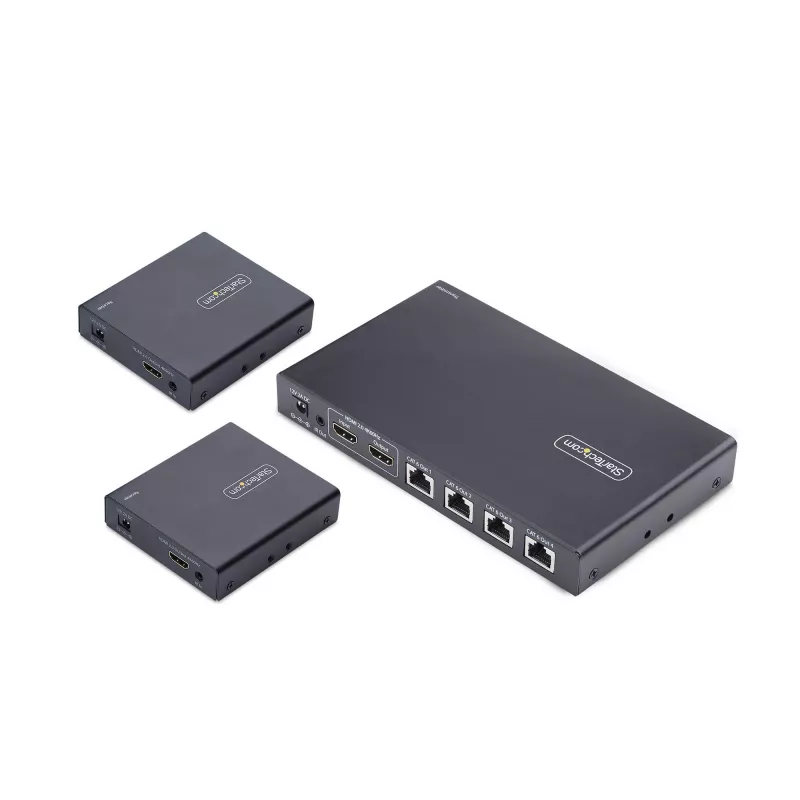 StarTech.com 4-portový HDMI extender a splitter cez CAT6, 4K 60Hz, až do 70 m (230 ft), 1x4 HDMI over Ethernet distribučná sada s IR a Power over kábel