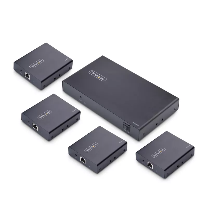 StarTech.com 4-portový HDMI extender a splitter cez CAT6, 4K 60Hz, až do 70 m (230 ft), 1x4 HDMI over Ethernet distribučná sada s IR a Power over kábel