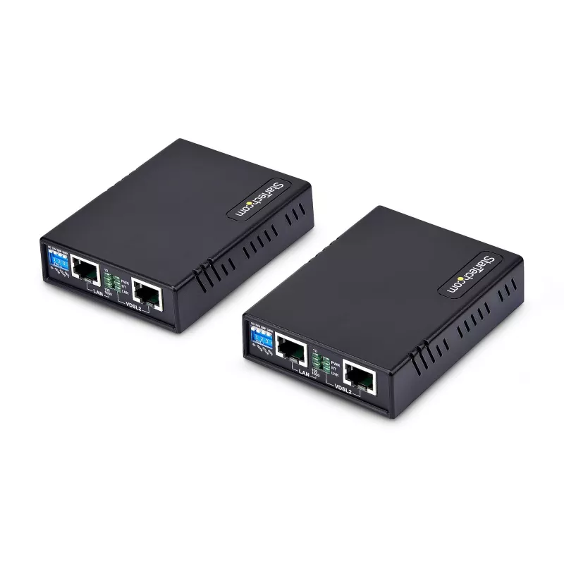 StarTech.com VDSL2 Ethernet extender sada cez jednovodičový pár, až do 0,6 míle (1 km) dosah, LAN repeater cez telefónnu linku/CAT5e/CAT6, až do 300 Mbit/s, náhrada za 110VDSLEXTEU – TAA