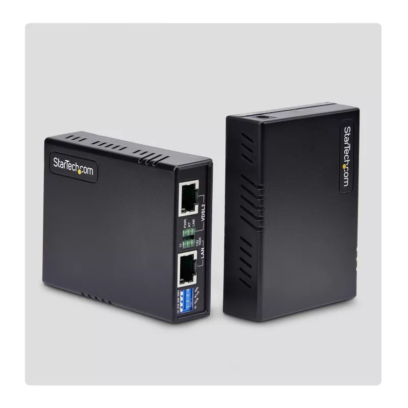 StarTech.com VDSL2 Ethernet extender sada cez jednovodičový pár, až do 0,6 míle (1 km) dosah, LAN repeater cez telefónnu linku/CAT5e/CAT6, až do 300 Mbit/s, náhrada za 110VDSLEXTEU – TAA