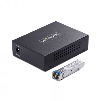 StarTech.com Gigabit Ethernet medený na fiber mediálny konvertor, SM LC, 20 km, 10/100/1000 Mbit/s, RJ45 na LC, celokovový, 9K Jumbo Frames, TAA-kompatibilný