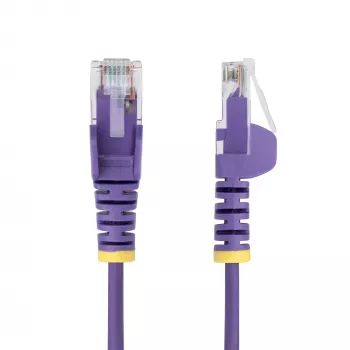 StarTech.com 1m fialový tenký CAT6 Ethernet kábel, konektor bez západky, 100W PoE, UTP, LSZH, 28AWG čistá holá meď, tenký RJ45 sieťový patch kábel s odľahčením ťahu, jednotlivo testovaný
