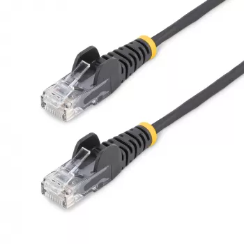 StarTech.com 5m štíhly Cat6 ethernetový kábel čierny, ochrana proti zaseknutiu, 100W PoE, UTP, LSZH, 28AWG čistá holá meď, štíhly RJ45 sieťový patch kábel s odľahčením ťahu, jednotlivo testovaný