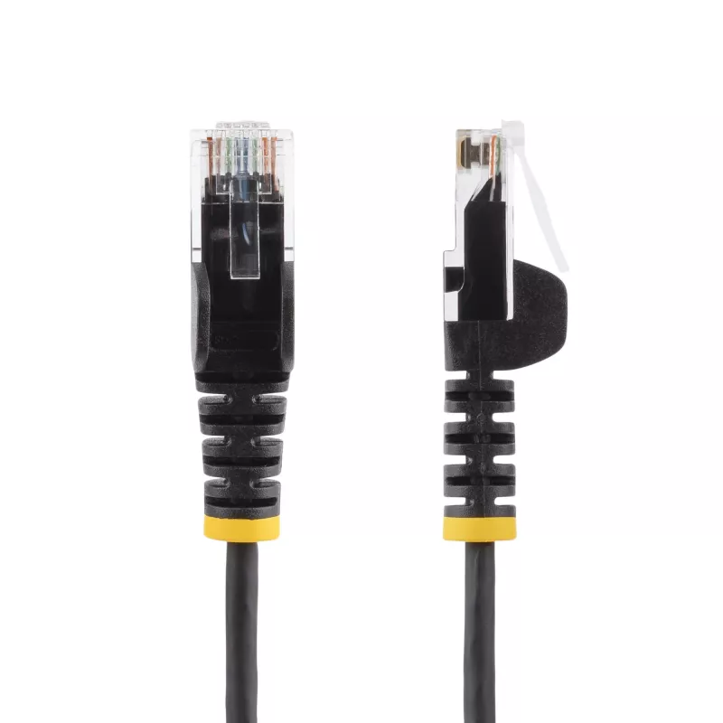 StarTech.com 5m štíhly Cat6 ethernetový kábel čierny, ochrana proti zaseknutiu, 100W PoE, UTP, LSZH, 28AWG čistá holá meď, štíhly RJ45 sieťový patch kábel s odľahčením ťahu, jednotlivo testovaný