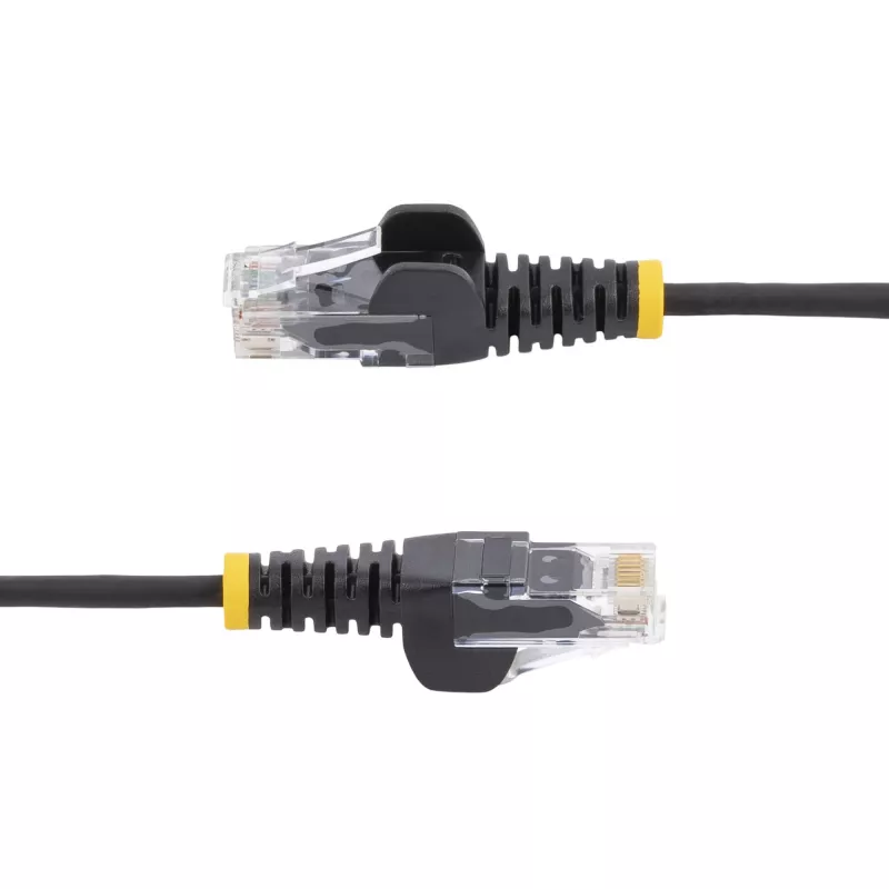 StarTech.com 5m štíhly Cat6 ethernetový kábel čierny, ochrana proti zaseknutiu, 100W PoE, UTP, LSZH, 28AWG čistá holá meď, štíhly RJ45 sieťový patch kábel s odľahčením ťahu, jednotlivo testovaný
