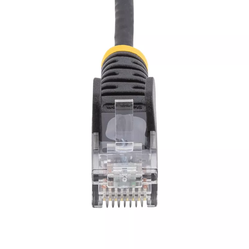 StarTech.com 5m štíhly Cat6 ethernetový kábel čierny, ochrana proti zaseknutiu, 100W PoE, UTP, LSZH, 28AWG čistá holá meď, štíhly RJ45 sieťový patch kábel s odľahčením ťahu, jednotlivo testovaný