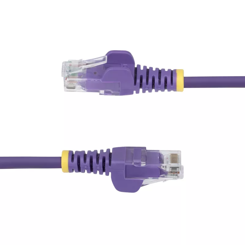 StarTech.com 50 cm fialový štíhly CAT6 ethernetový kábel, Snagless, 100W PoE, UTP, LSZH, 28AWG Pure Bare Copper Wire, štíhly RJ45 sieťový patch kábel s odľahčením ťahu, jednotlivo testovaný