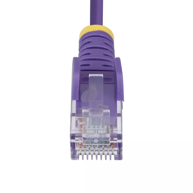 StarTech.com 50 cm fialový štíhly CAT6 ethernetový kábel, Snagless, 100W PoE, UTP, LSZH, 28AWG Pure Bare Copper Wire, štíhly RJ45 sieťový patch kábel s odľahčením ťahu, jednotlivo testovaný