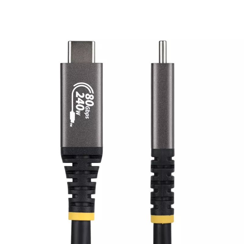 StarTech.com 1 m USB4 kábel, 80 Gbit/s, USB-IF certifikovaný USB-C kábel, 240W PD, 8K 120Hz/4K 240Hz DP2.1 DP80, TPE plášť, kompatibilný s Thunderbolt 4 – čierny USB-C kábel