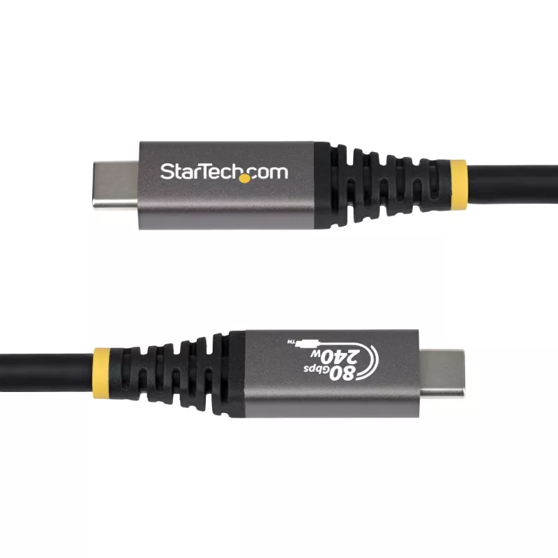 StarTech.com 1 m USB4 kábel, 80 Gbit/s, USB-IF certifikovaný USB-C kábel, 240W PD, 8K 120Hz/4K 240Hz DP2.1 DP80, TPE plášť, kompatibilný s Thunderbolt 4 – čierny USB-C kábel