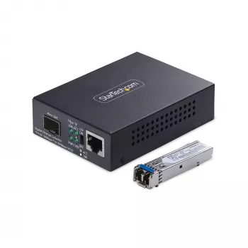StarTech.com Gigabit Ethernet prevodník z medi na optiku, SM LC, 40 km, 10/100/1000 Mbit/s, RJ45 na LC, plný kov, 9K Jumbo rámce, TAA