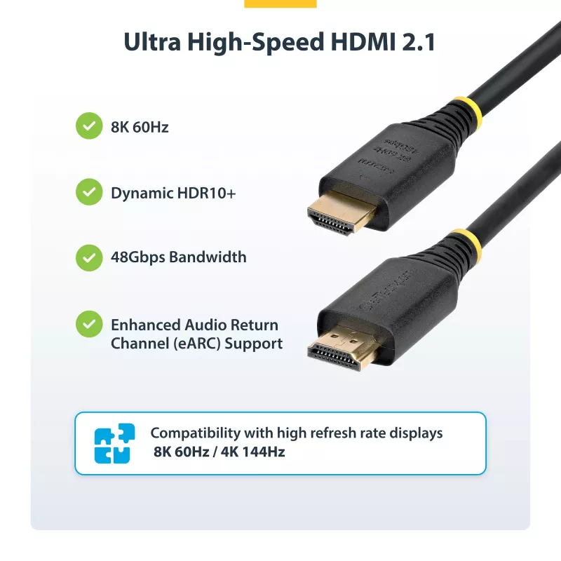StarTech.com HDMI21-CBL-8K60-50CM HDMI kábel 0,5 m HDMI Type-A (štandard) čierny