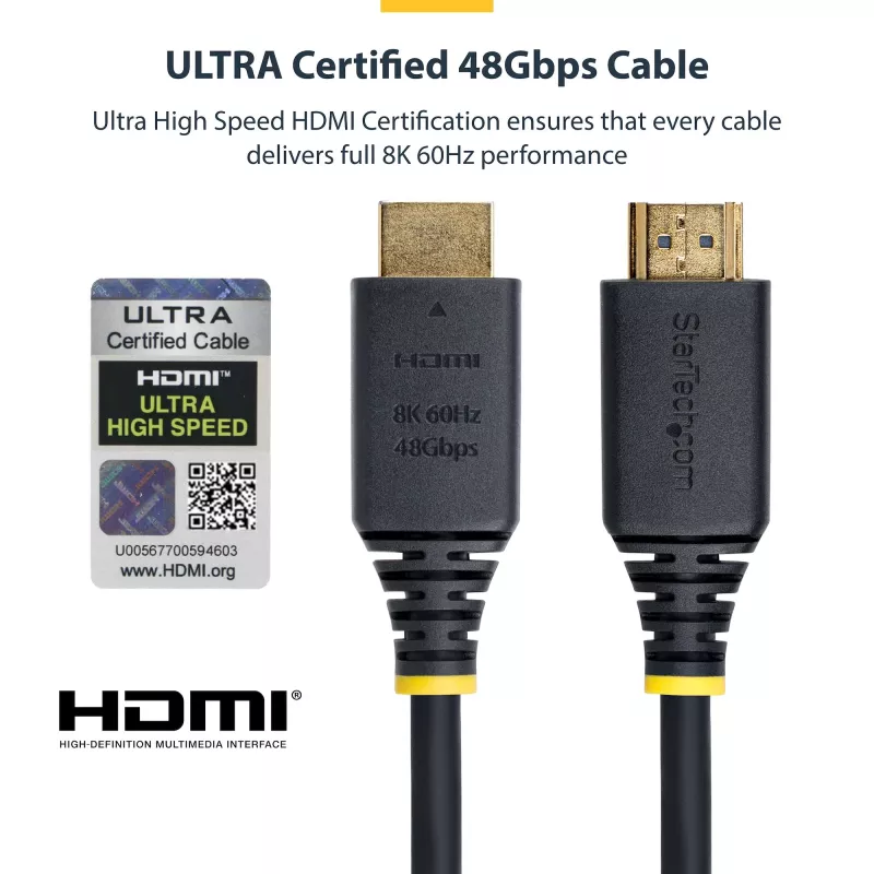 StarTech.com HDMI21-CBL-8K60-50CM HDMI kábel 0,5 m HDMI Type-A (štandard) čierny