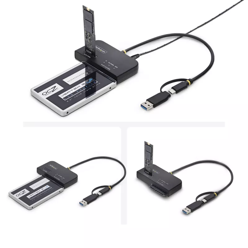StarTech.com USB-C/USB-A na M.2 NVMe a 2,5 palca/3,5 palca SATA adaptér, 10 Gbit/s, bez nástrojov externá čítačka SSD diskov, B+M/M-Key