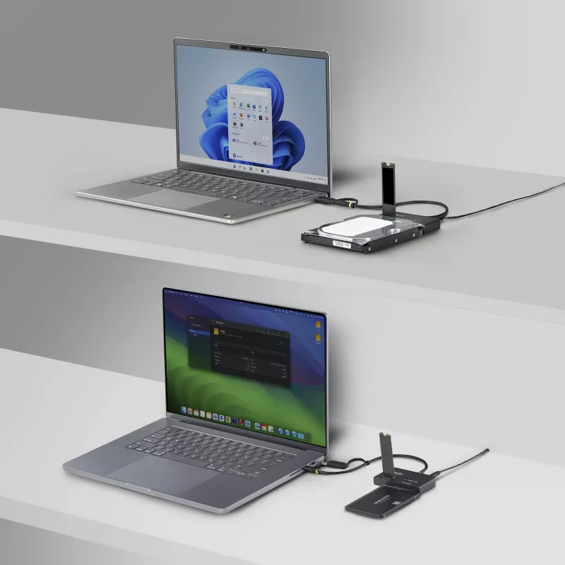 StarTech.com USB-C/USB-A na M.2 NVMe a 2,5 palca/3,5 palca SATA adaptér, 10 Gbit/s, bez nástrojov externá čítačka SSD diskov, B+M/M-Key