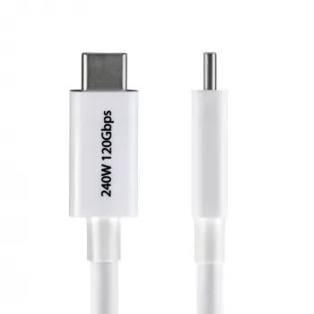 StarTech.com 2,6 ft (80 cm) Thunderbolt 5 kábel, 80 Gbit/s až 120 Gbit/s, 240W PD, 8K 60Hz, certifikovaný Thunderbolt kábel, kompatibilný s Thunderbolt 4/USB4/USB-C – biela