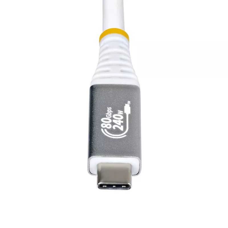 StarTech.com 1 m (3 ft) USB4 kábel, 80 Gbit/s, USB-IF certifikovaný USB-C kábel, 240 W PD, 8K 120 Hz/4K 240 Hz DP2.1 DP80, TPE plášť, kompatibilný s Thunderbolt 4 – biely USB-C kábel