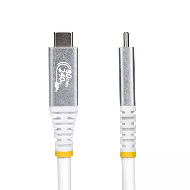 StarTech.com 50cm (1,6ft) USB4 kábel, 80Gbps, USB-IF certifikovaný USB-C kábel, 240W PD, 8K 120Hz/4K 240Hz DP2.1 DP80, TPE plášť, kompatibilný s Thunderbolt 4 – biely USB-C kábel